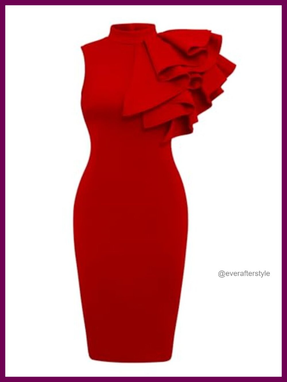 Women's Ruffle Sleeveless Bodycon Pencil Midi Party Dress